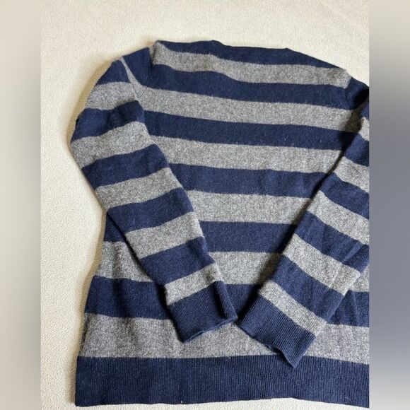 Bloomingdale's Women's Pure 100%Cashmere Sweater in Blue Grey Stripe Size L - Picture 11 of 16